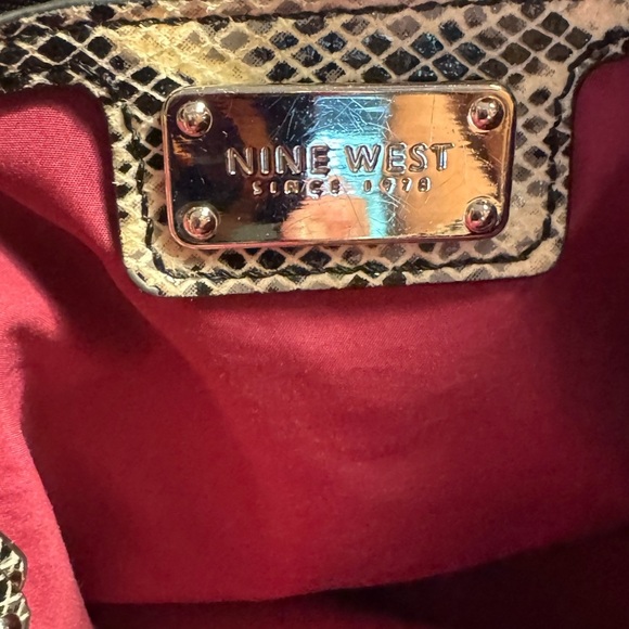 Nine West Snake Print Man Made Material Shoulder Bag, zipper and snap closure - Picture 9 of 14